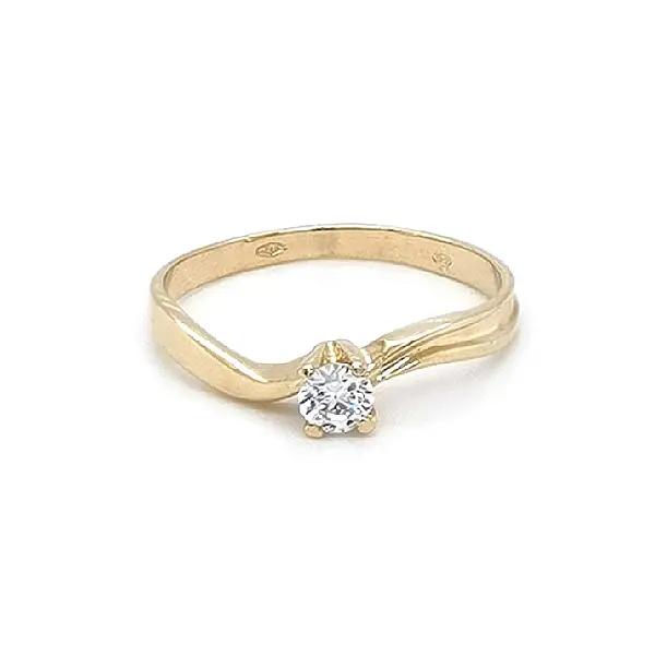 Gold Engagement Ring with Zircon