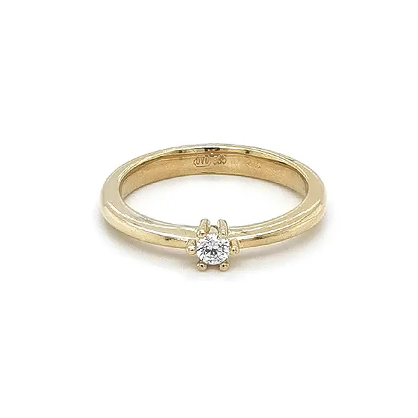 Gold Engagement Ring with Zircon