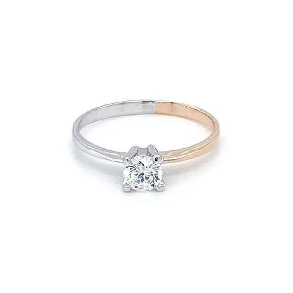 Engagement Ring with Zircon made of Combined Gold