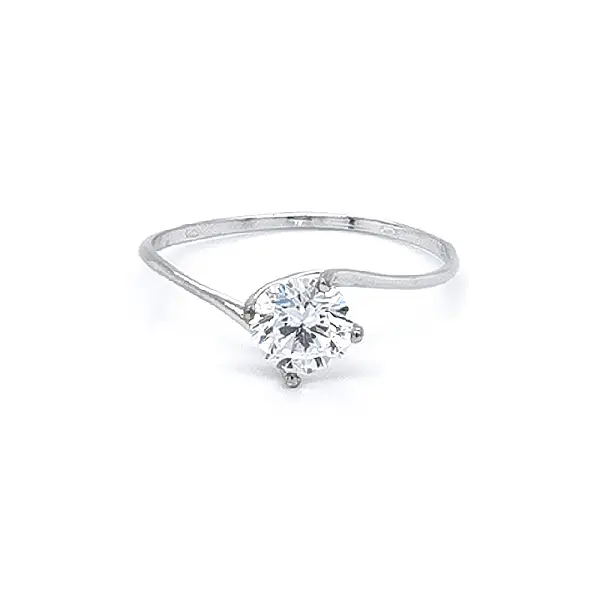 Engagement Ring with White Gold Zircon