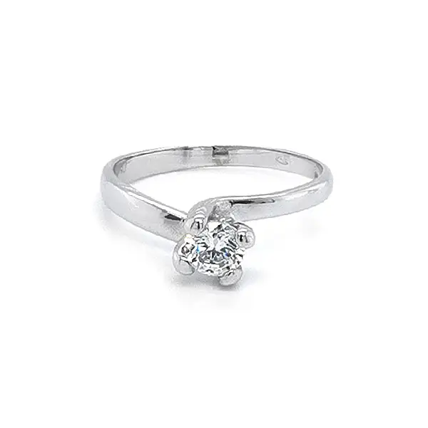 Engagement Ring with White Gold Zircon