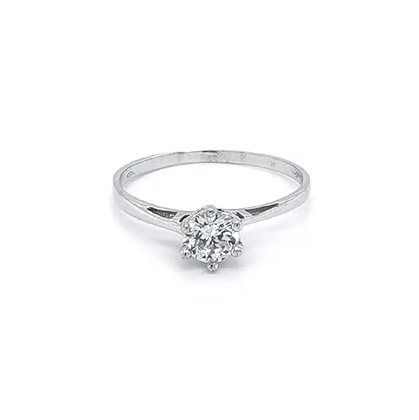 Engagement Ring with White Gold Zircon