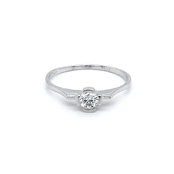 Engagement Ring with White Gold Zircon