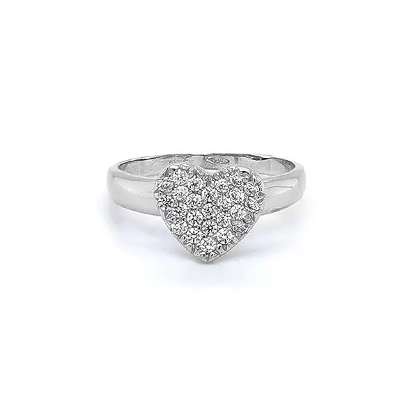Heart Ring with White Gold Zircons