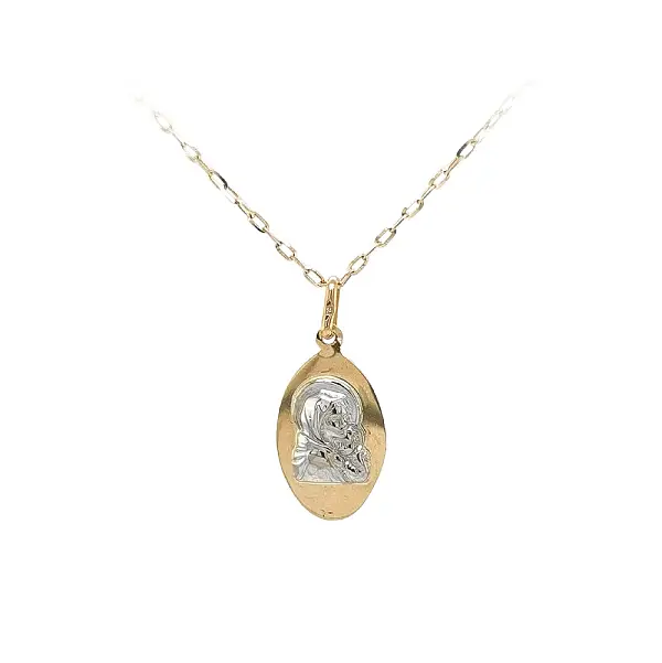 Gold Pendant Virgin Mary with Baby Jesus - Symbol of Faith