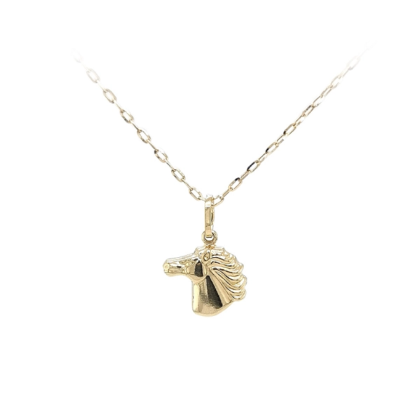 Gold Pendant with Delicate Horse Head Motif
