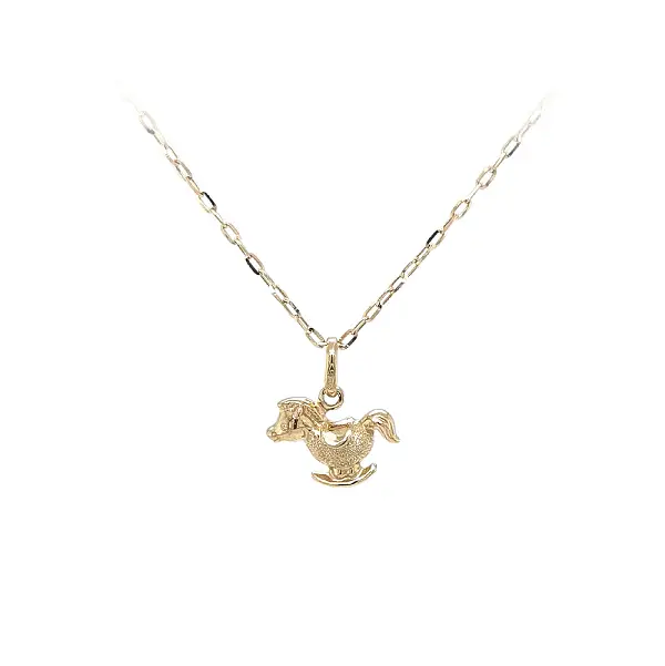 Elegant Rocking Horse Pendant made of Gold in Shiny and Matte Finish