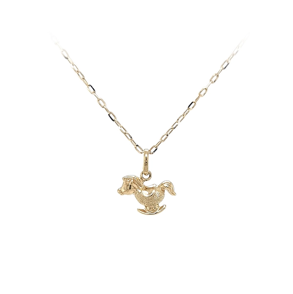 Elegant Rocking Horse Pendant made of Gold in Shiny and Matte Finish