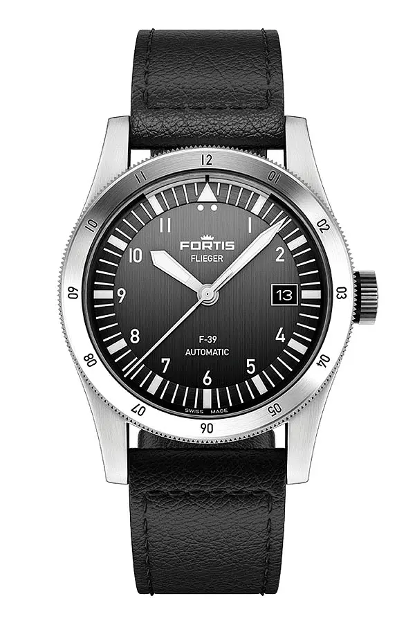 Fortis Flieger F-39 Black on Aviator Strap F4220016
