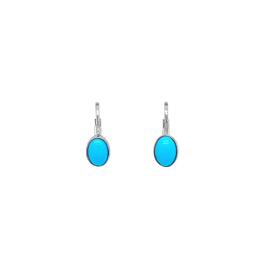 White Gold Earrings with Turquoise-Blue Stone