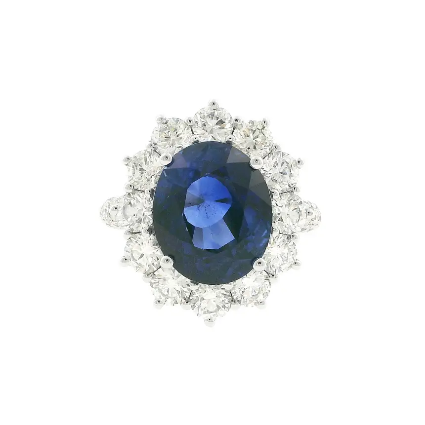 Gold Ring with Sapphire and Diamonds