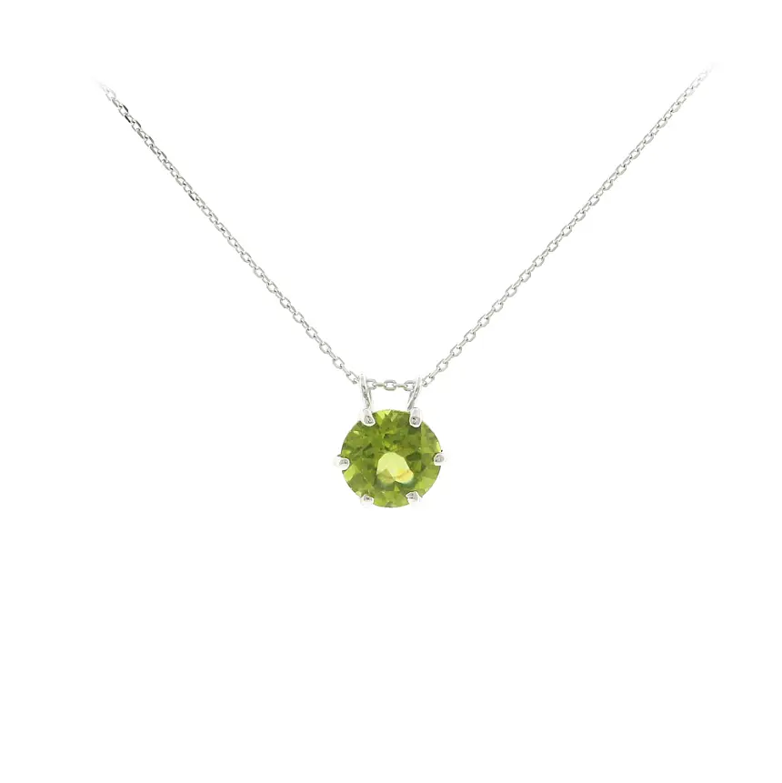 White gold pendant with natural peridot 2.00 ct