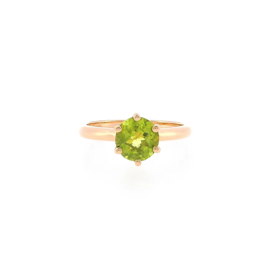 Ring in 18k rose gold with peridot 1.35 ct