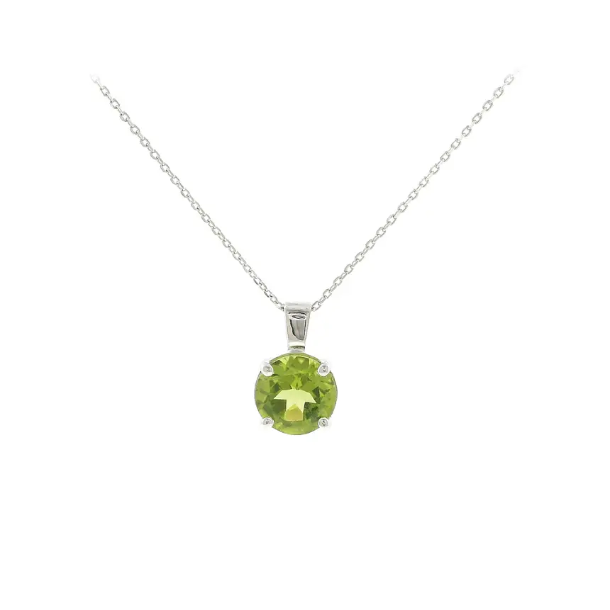 Elegant pendant in 18k white gold with peridot 1.90 ct