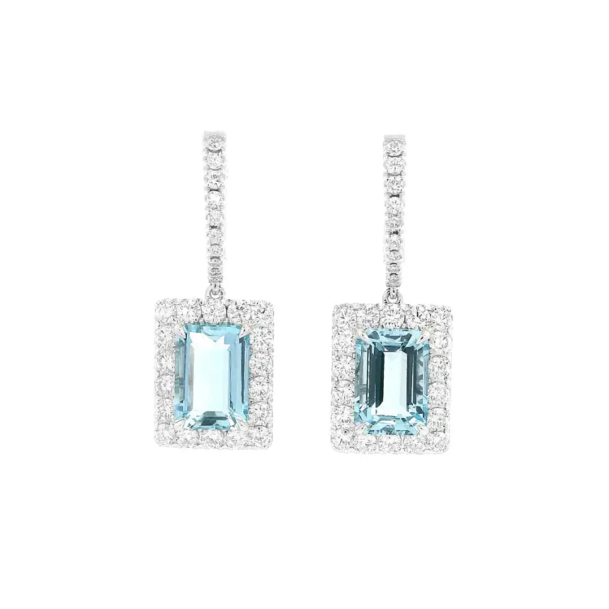 Luxury Earrings with Aquamarines in White Gold