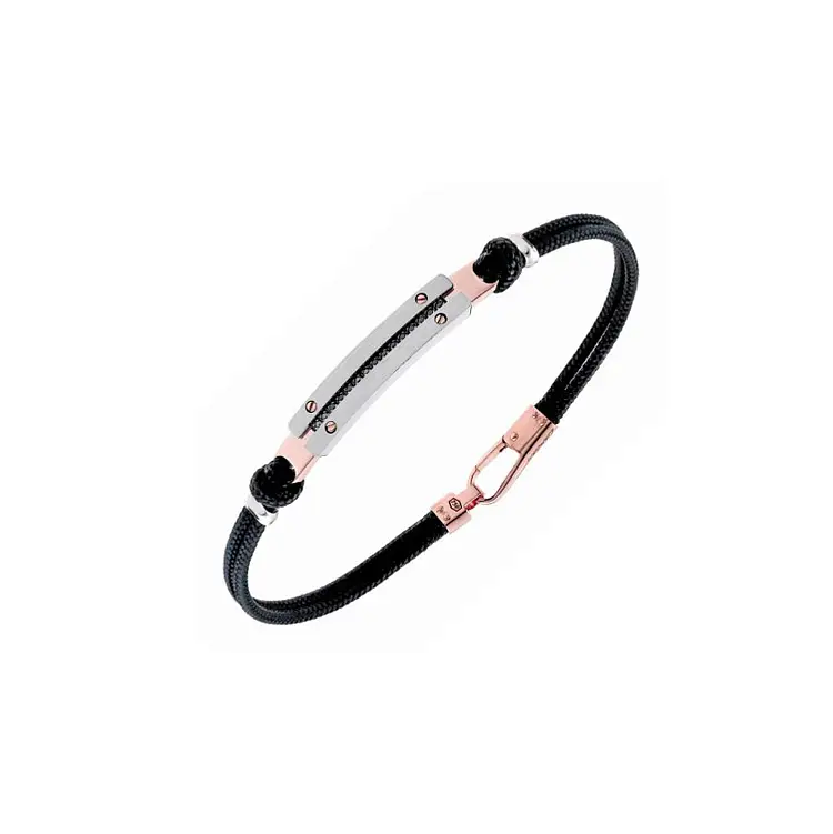 Gold Men's Zancan Bracelet with Black Diamonds