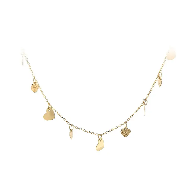 Gold Ladies Necklace Hearts