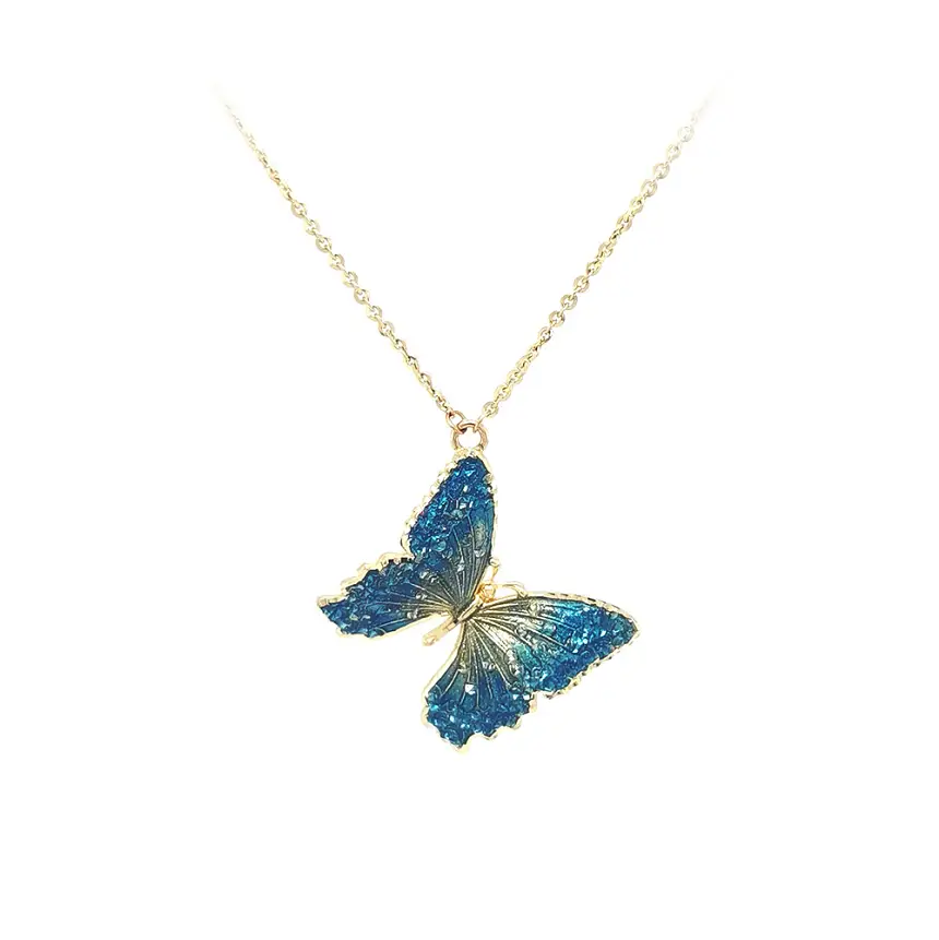 Gold Necklace Butterfly with Enamel