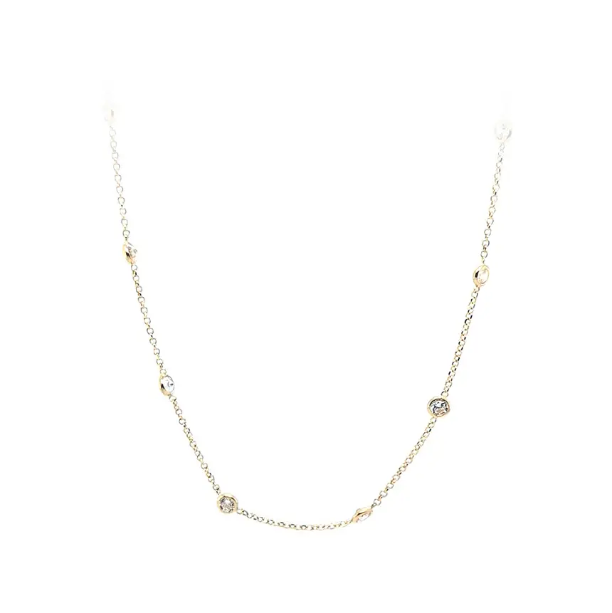 Gold Necklace with Zircons
