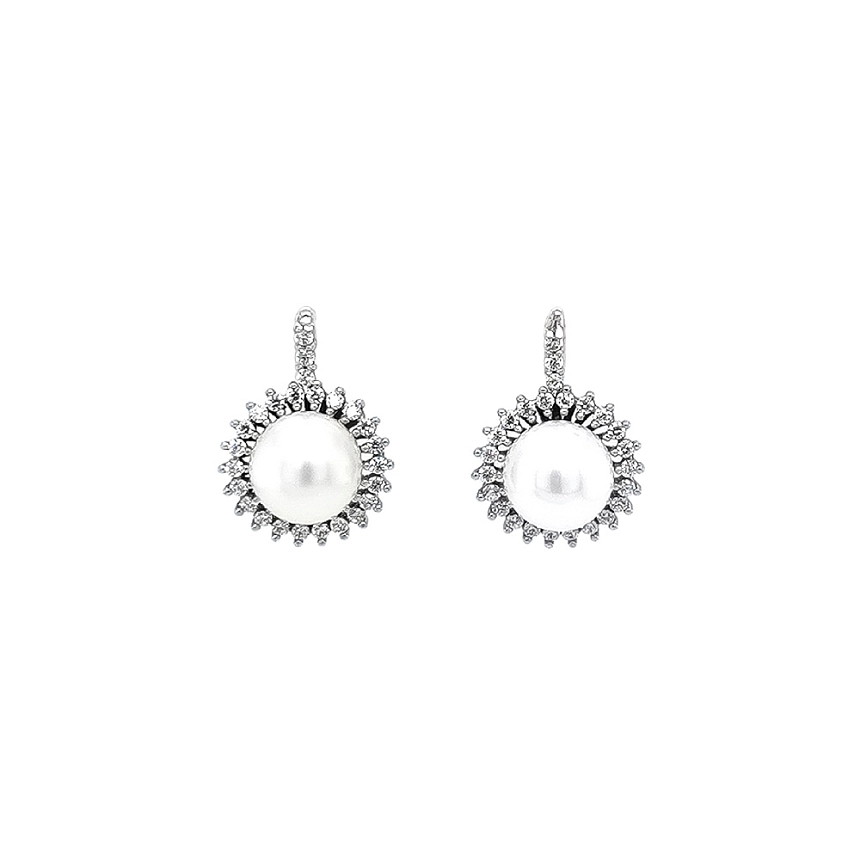 White Gold Pearl Earrings