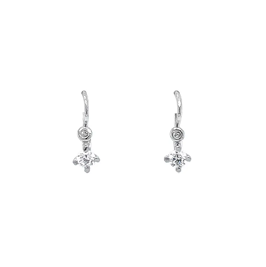 Children's Earrings with White Gold Zircons