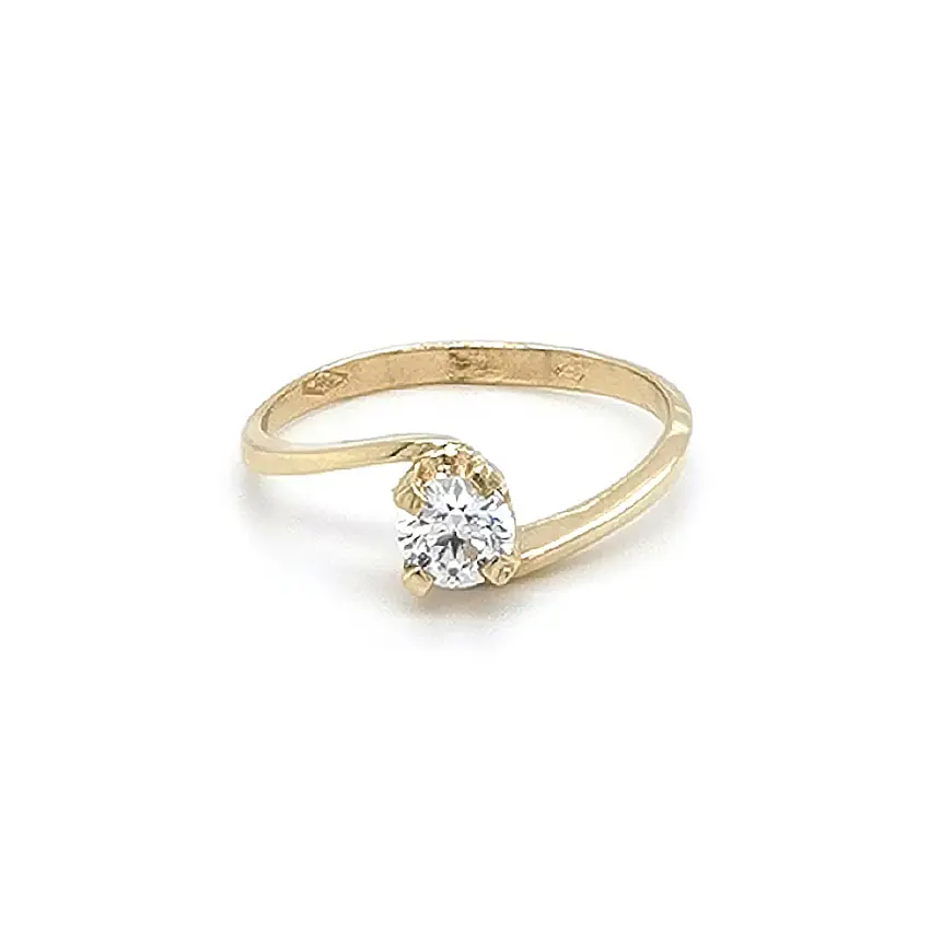 Gold Engagement Ring with Zircon