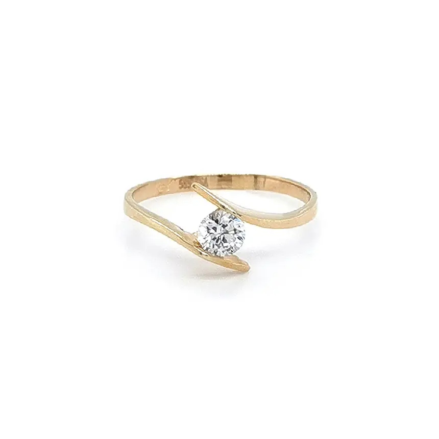 Gold Engagement Ring with Zircon