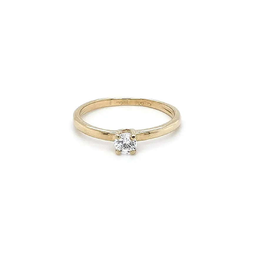 Gold Engagement Ring with Zircon