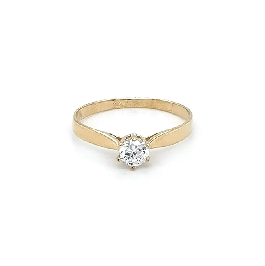 Gold Engagement Ring with Zircon
