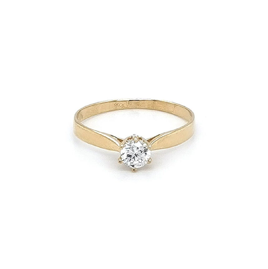 Gold Engagement Ring with Zircon