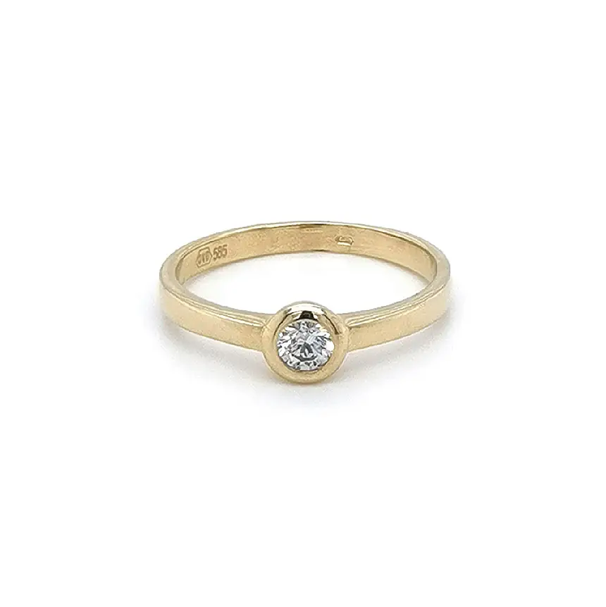 Gold Engagement Ring with Zircon