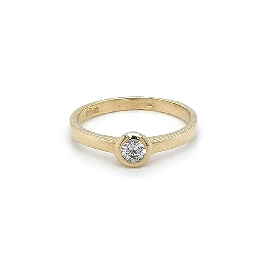 Gold Engagement Ring with Zircon