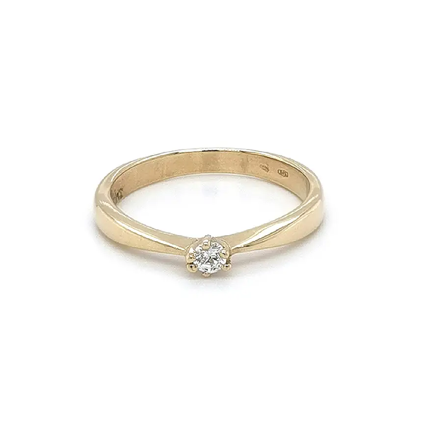 Gold Engagement Ring with Zircon