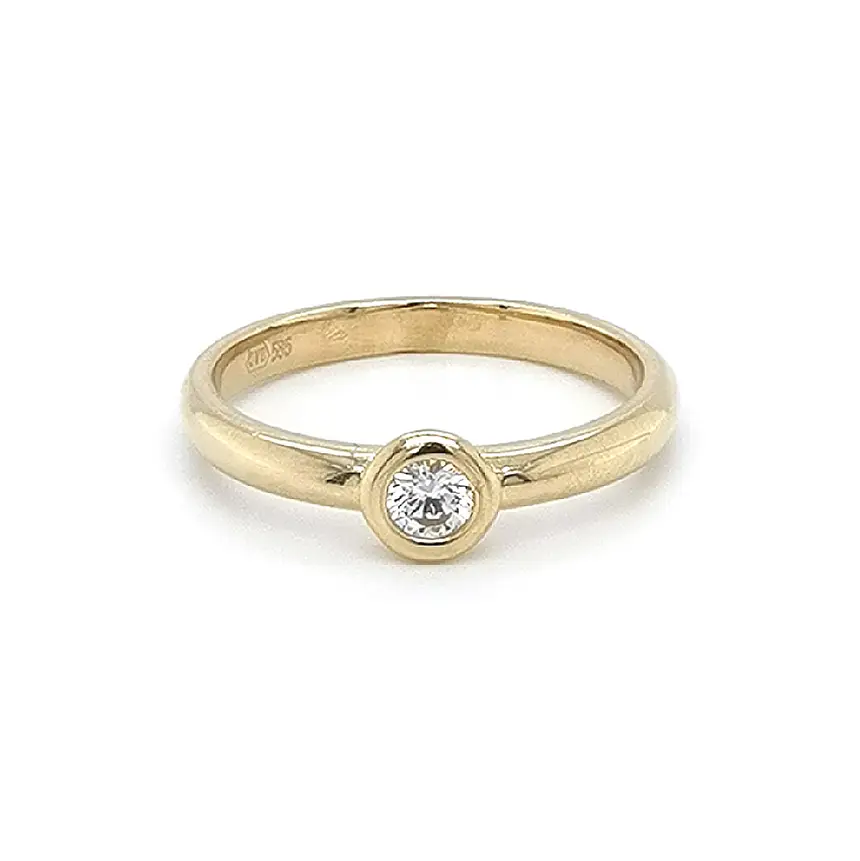 Gold Engagement Ring with Zircon