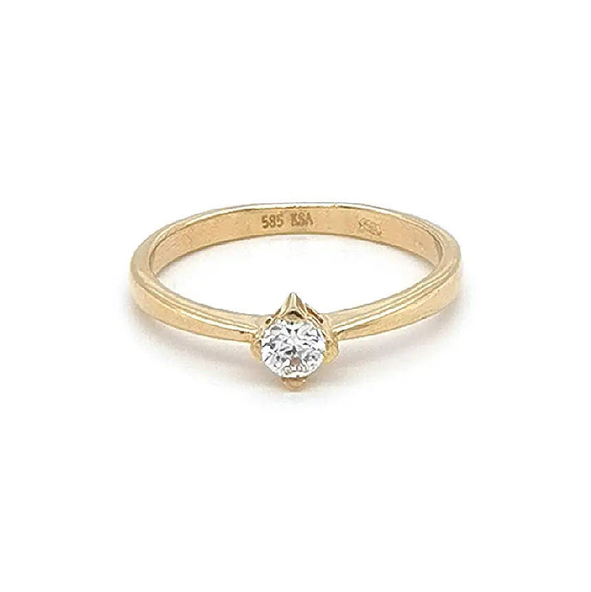 Gold Engagement Ring with Zircon