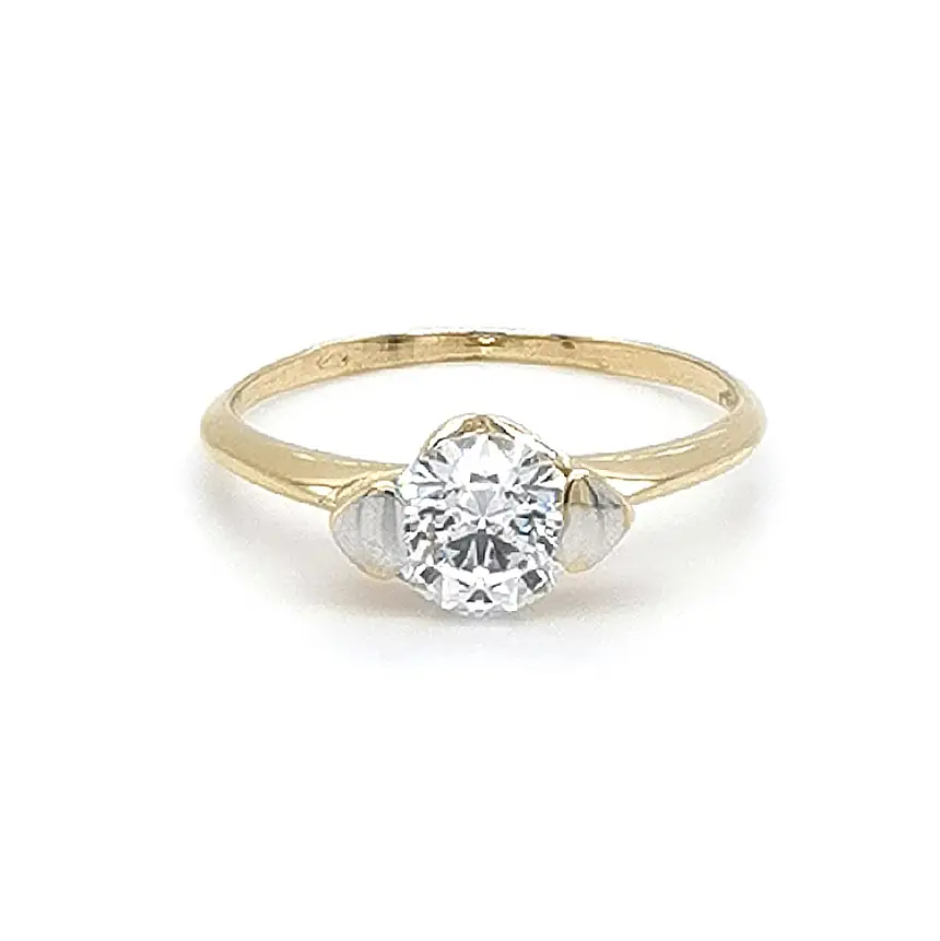 Gold Engagement Ring with Zircon