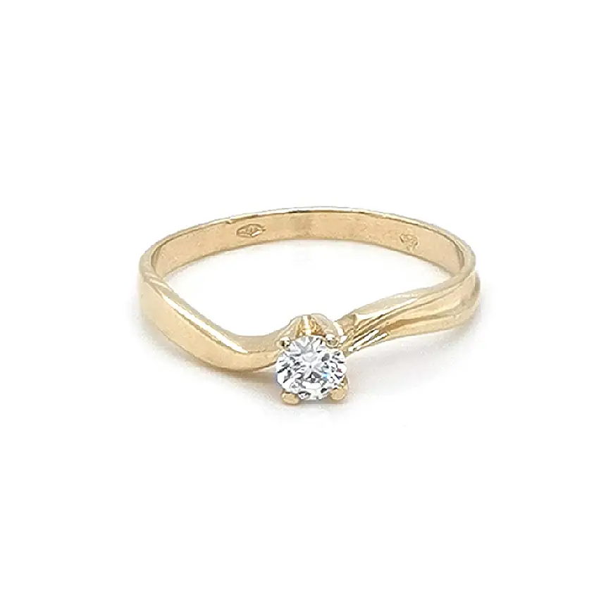 Gold Engagement Ring with Zircon