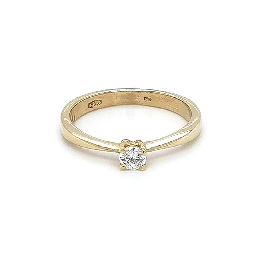 Gold Engagement Ring with Zircon