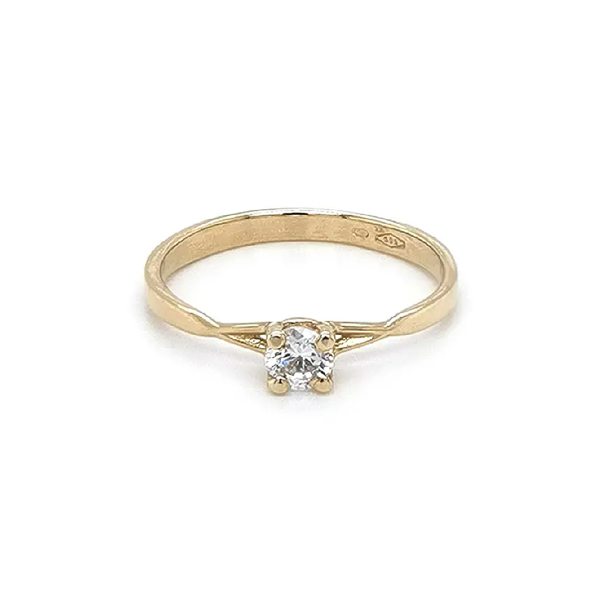 Gold Engagement Ring with Zircon