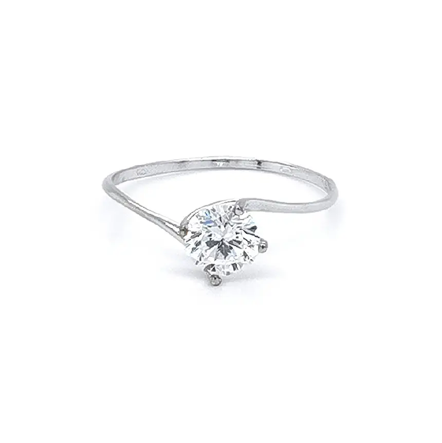 Engagement Ring with White Gold Zircon