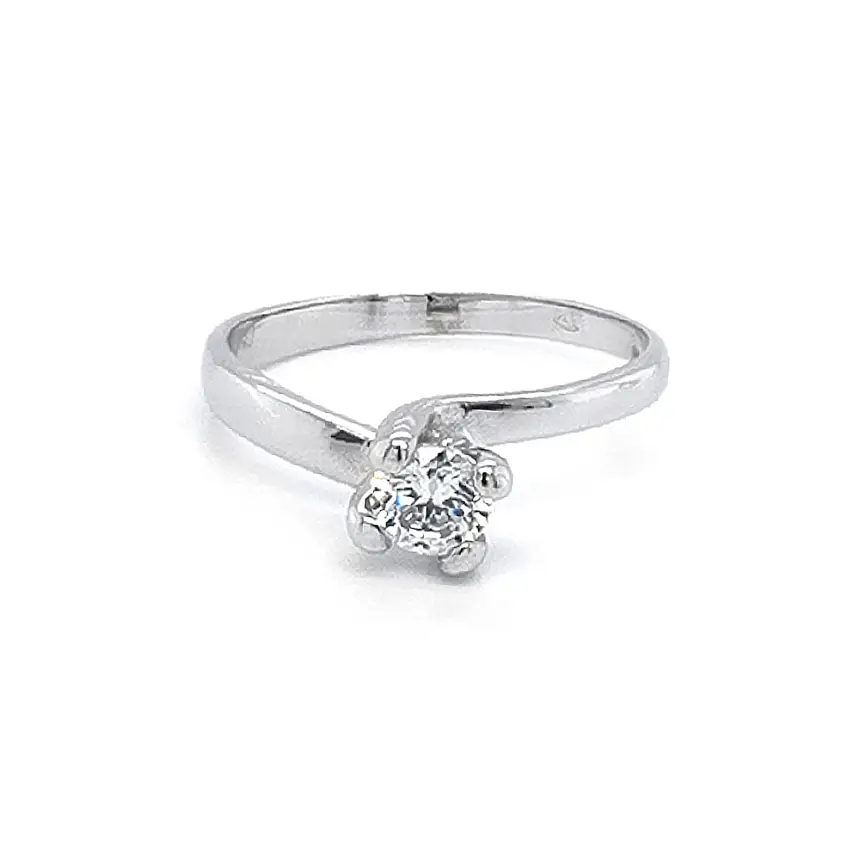 Engagement Ring with White Gold Zircon