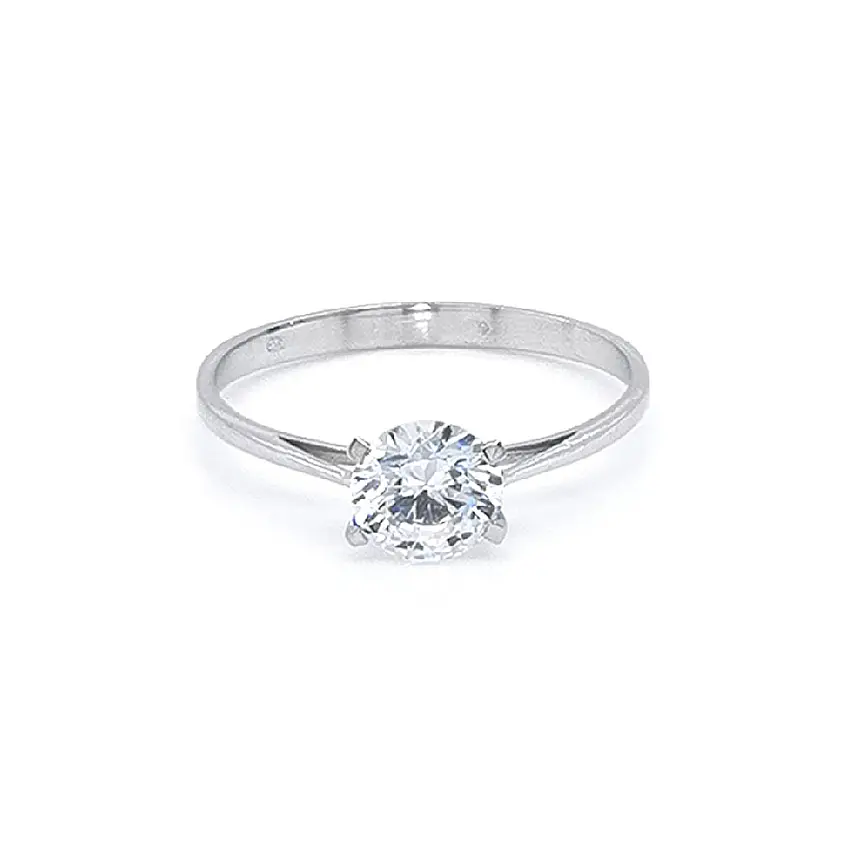 Engagement Ring with White Gold Zircon
