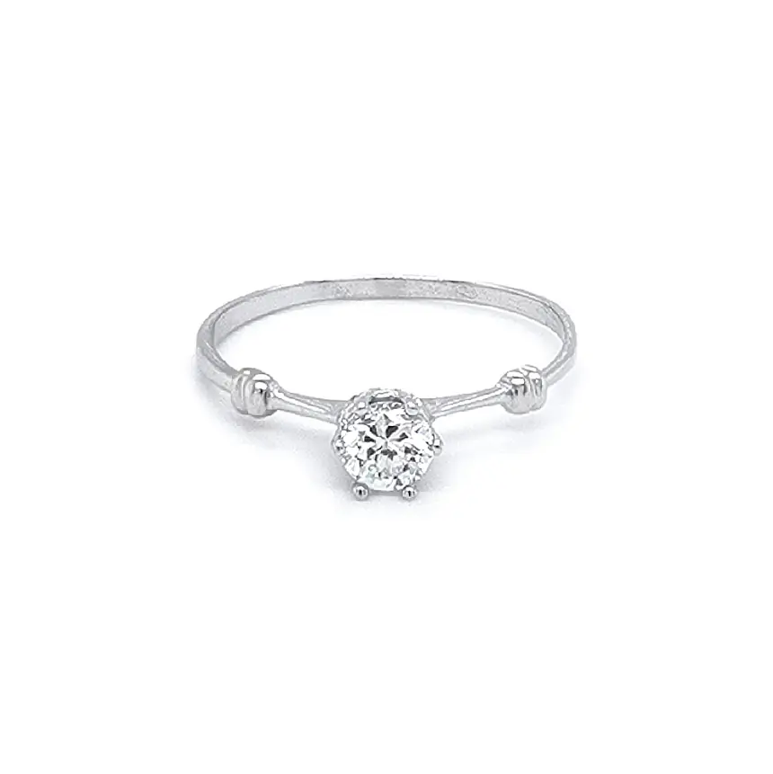 Engagement Ring with White Gold Zircon