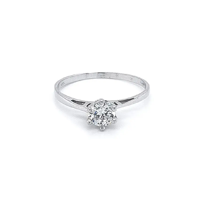 Engagement Ring with White Gold Zircon