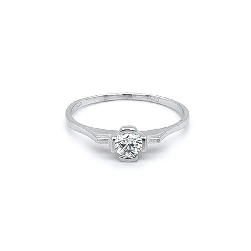 Engagement Ring with White Gold Zircon