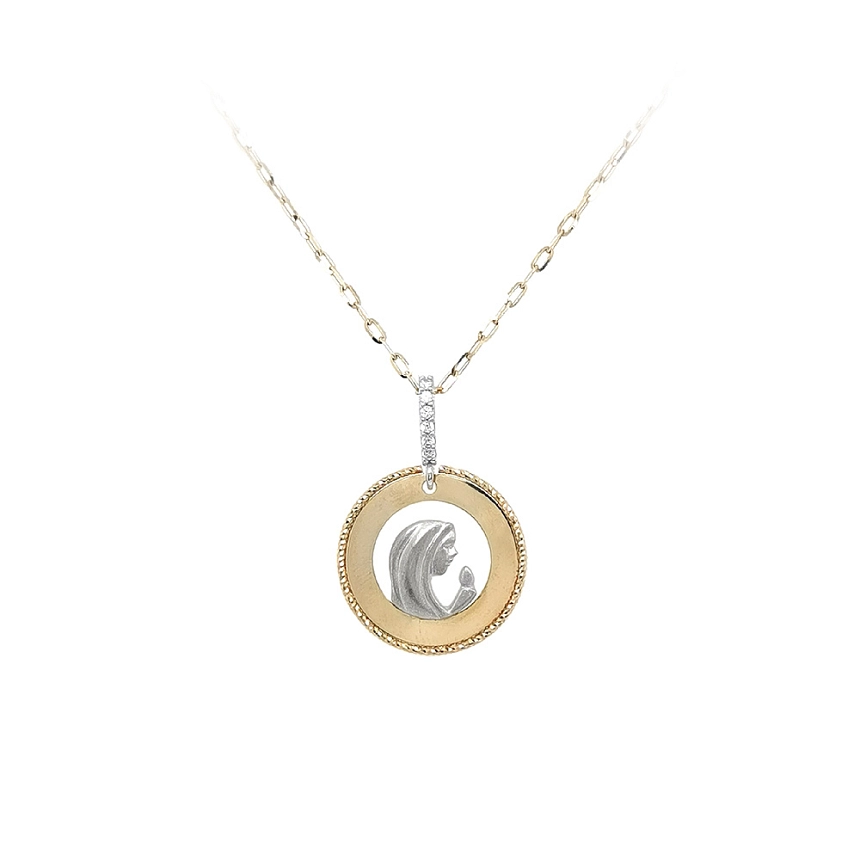 Pendant Madonna Virgin Mary of Combined Gold