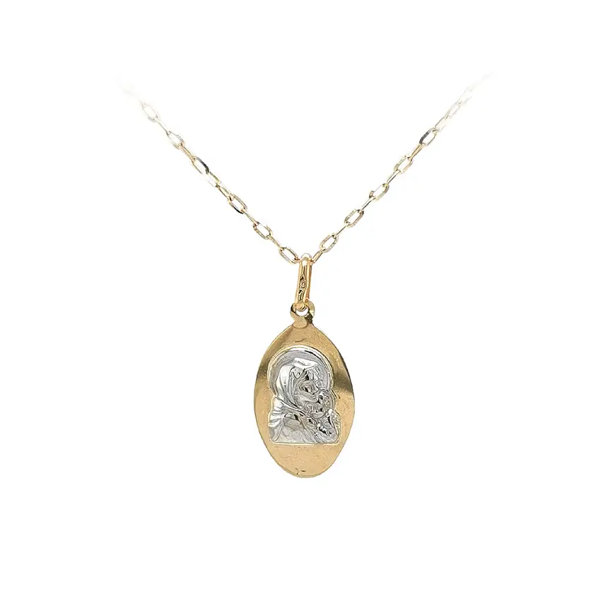 Gold Pendant Virgin Mary with Baby Jesus - Symbol of Faith