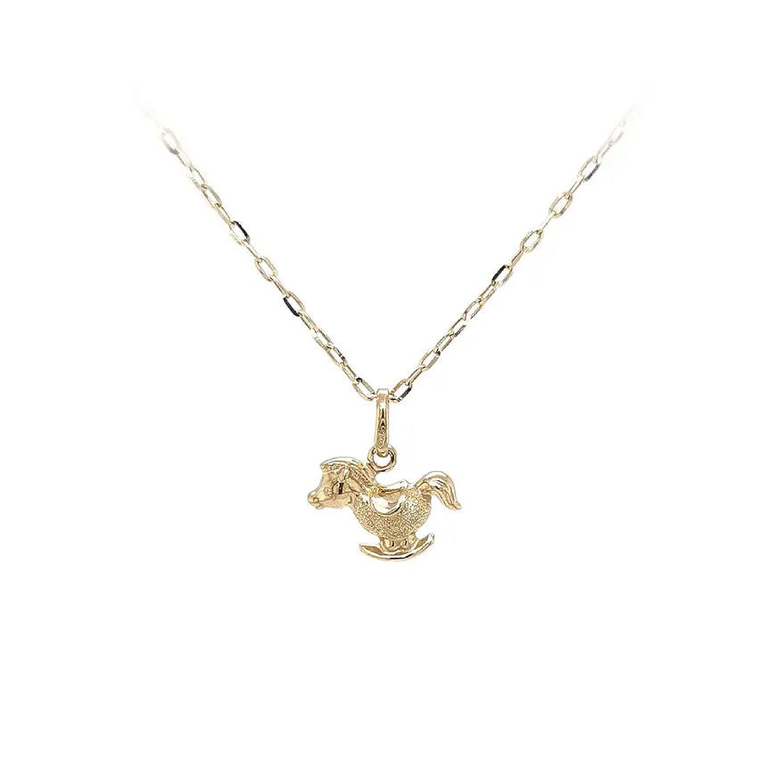 Elegant Rocking Horse Pendant made of Gold in Shiny and Matte Finish