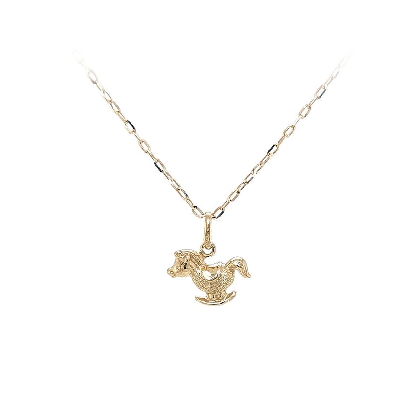 Elegant Rocking Horse Pendant made of Gold in Shiny and Matte Finish