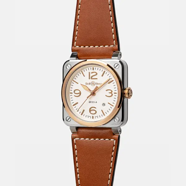 Bell & Ross BR 03 White Steel & Gold BR03A-WH-STPG/SCA